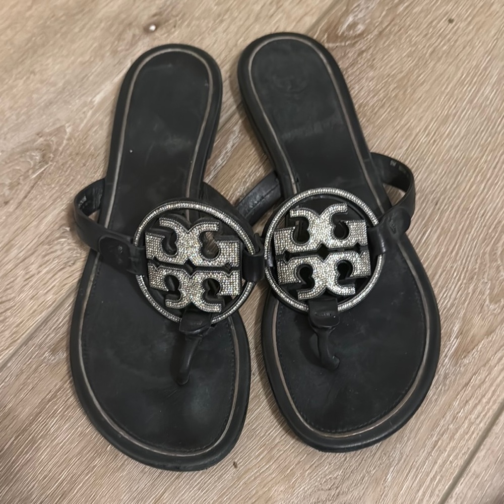 Tory Burch Black Sandals with Logo